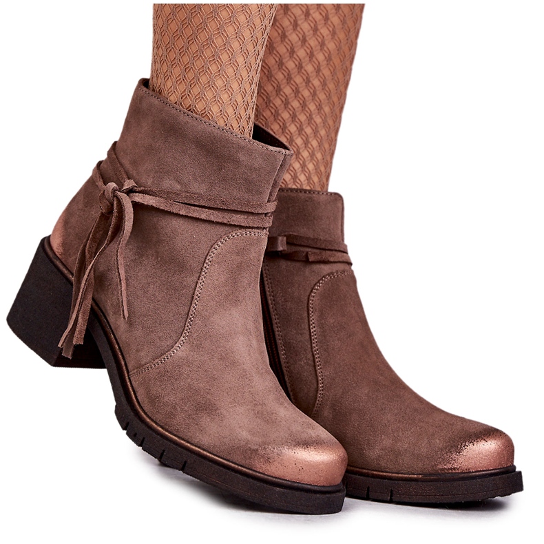 Cizme din piele intoarsa dama Maciejka 05720-14 Maro deschis