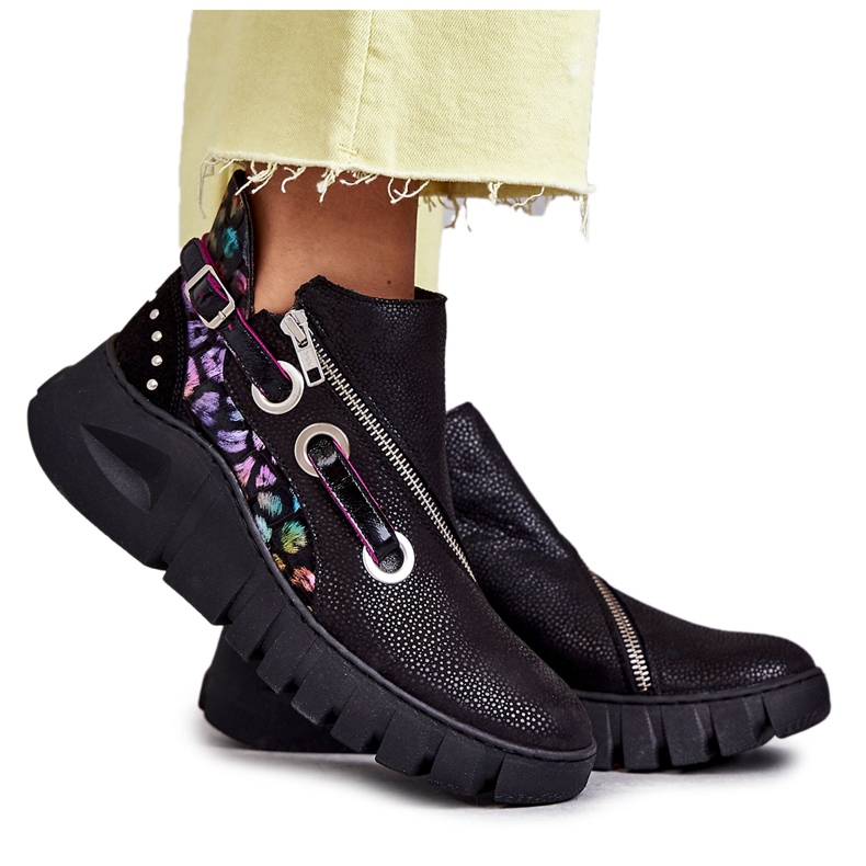 Cizme Maciejka Piele Cu Pete 05660-20 Negru multicolor