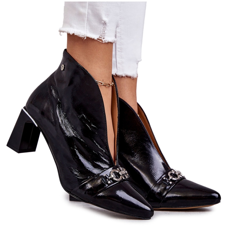 Cizme de piele pe un post Maciejka Black 05262-01 negru Cizme de piele pe un post Maciejka Black 05262-01 negru