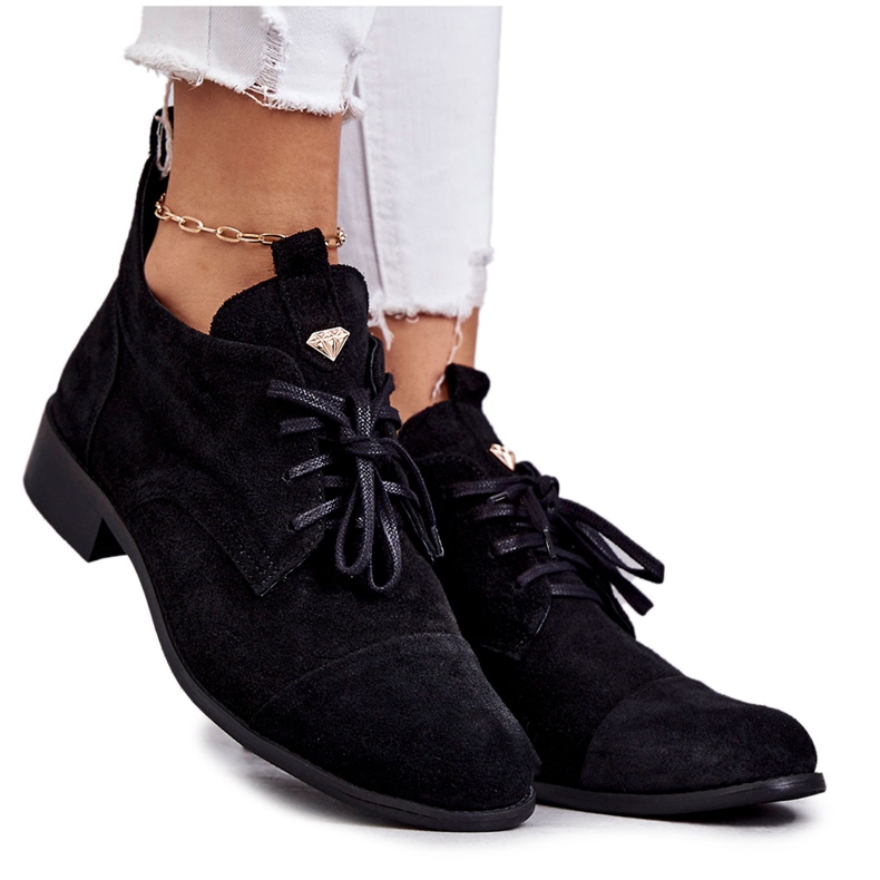 Cizme din piele intoarsa Cizme cu siret Nicole 2781 Negru Cizme din piele intoarsa Cizme cu siret Nicole 2781 Negru