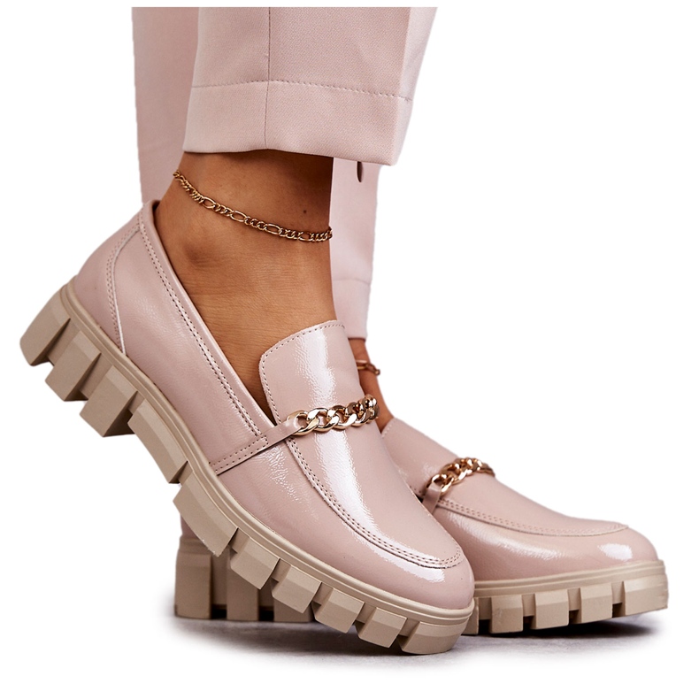 Sergio Leone Pantofi lacuiti cu lant Beige Anne bej