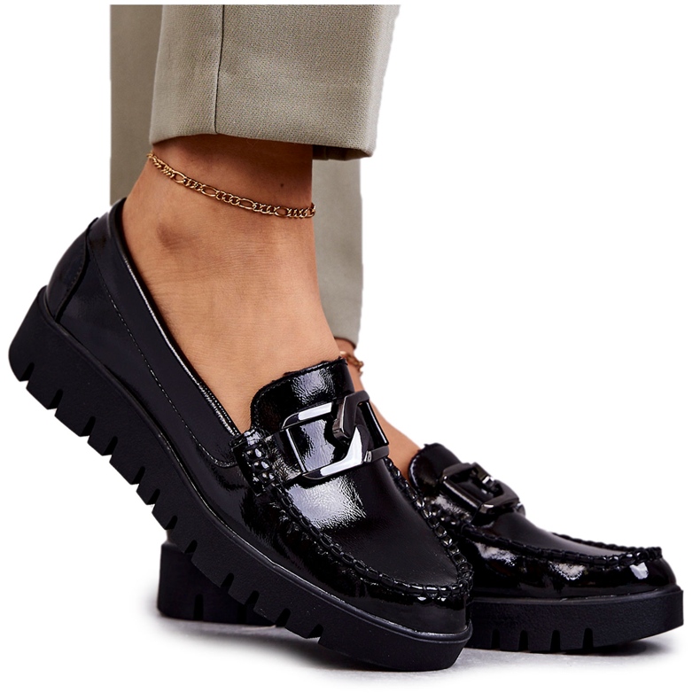 Sergio Leone Mocasini Lacuiti Pe Platforma Kjersti Neagra negru