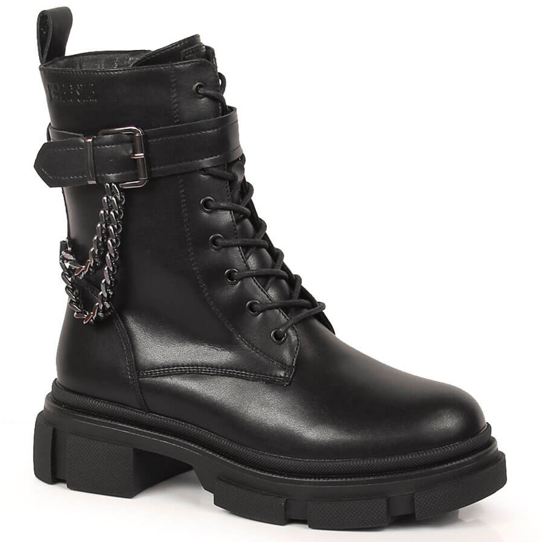 Genți din piele neagră pentru femei cu lanț, Big Star neagră încălzită KK274486 negru