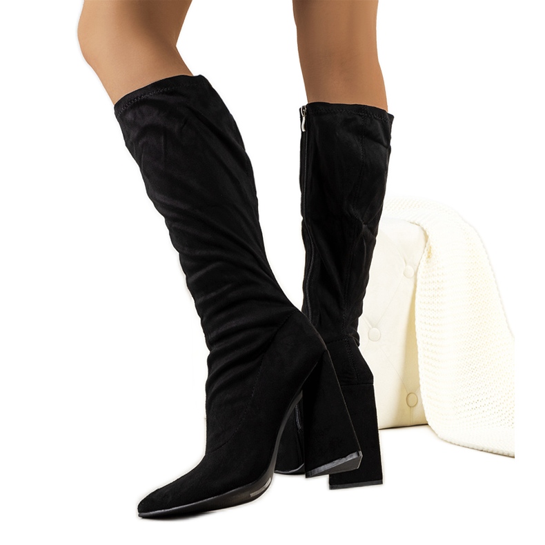 PA1 Cizme negre cu toc de la Teles negru