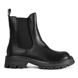 Cizme Chelsea negre de dama pe platforma negru
