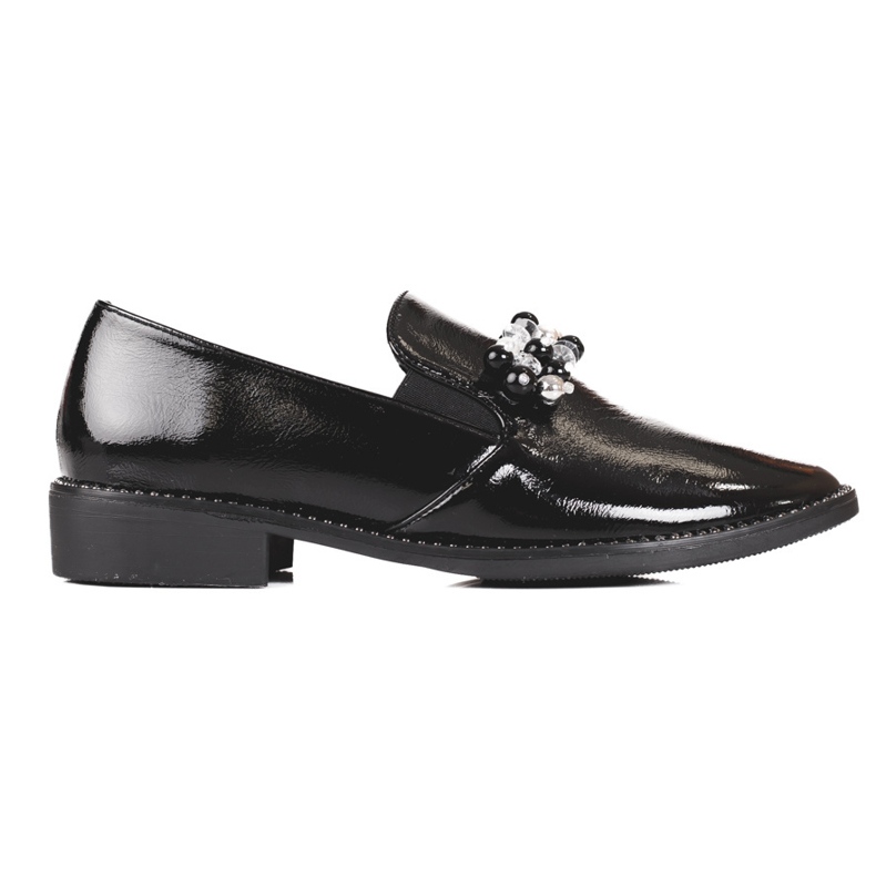 Lordi dama din piele lacuita cu decor, negru