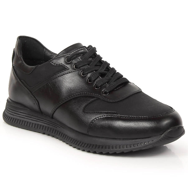 Pantofi casual barbati din piele neagra Kingle negru