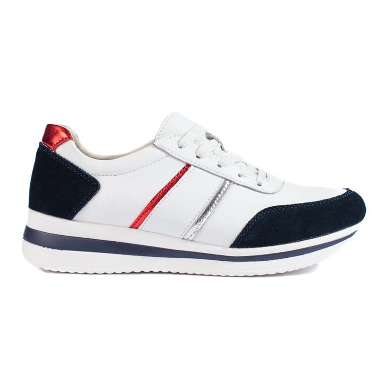 Tenisi de dama din piele pe platforma Shelovet alb