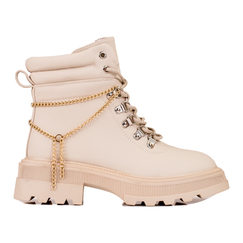 Cizme de drumeție de damă bej cu lanțuri Shelovet