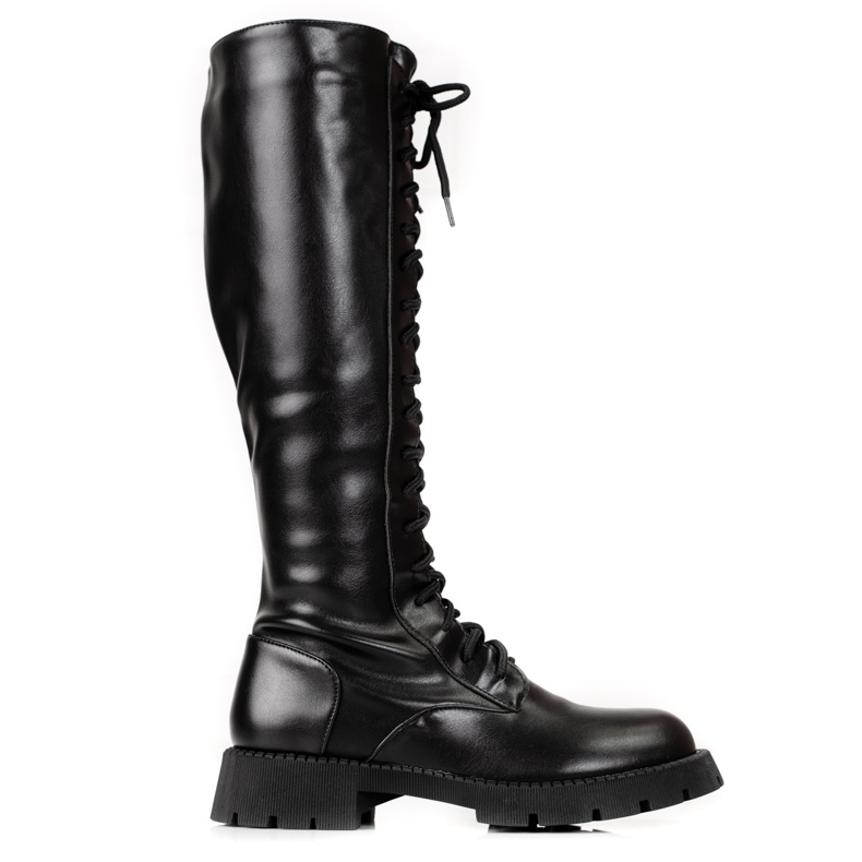 Lucrători Shelovet negri pentru femei cu dantelă înaltă negru