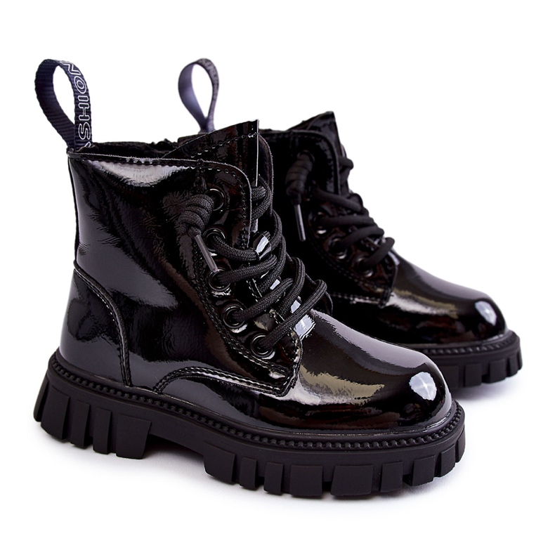 PA1 Cizme Negre Lăcuite Heidi negru