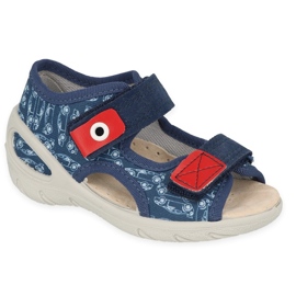 Papuci copii Befado pu cu Velcro 065P165 bleumarin și roșu roşu albastru marin