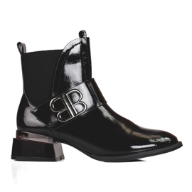 Ghete Chelsea de dama elegante din piele ecologica Shelovet lacuita negru Ghete Chelsea de dama elegante din piele ecologica Shelovet lacuita negru