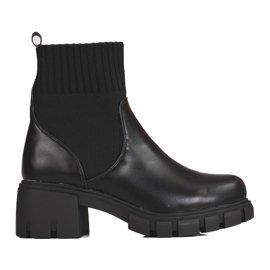 Cizme negre de dama cu partea superioara elastica negru
