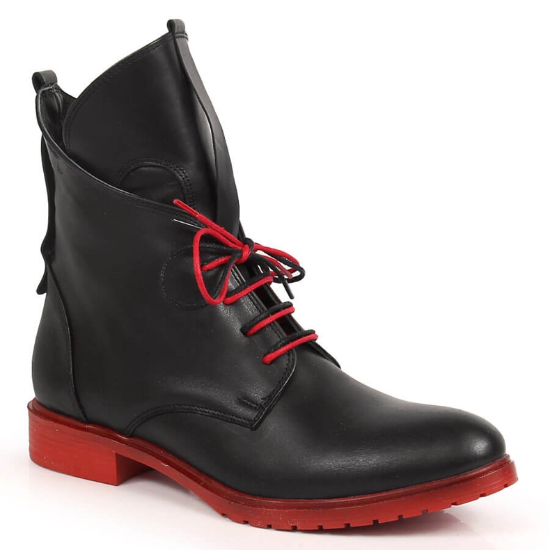 Cizme din piele neagra cu siret Artiker negru