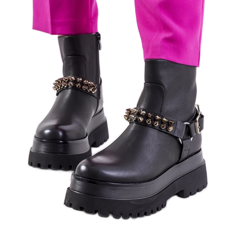 Cizme negre cu crampoane Aneta negru