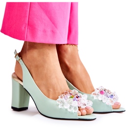 Sandale Pompi Piele La Moda Cu Decoratie Meriss 1450-0 Verde