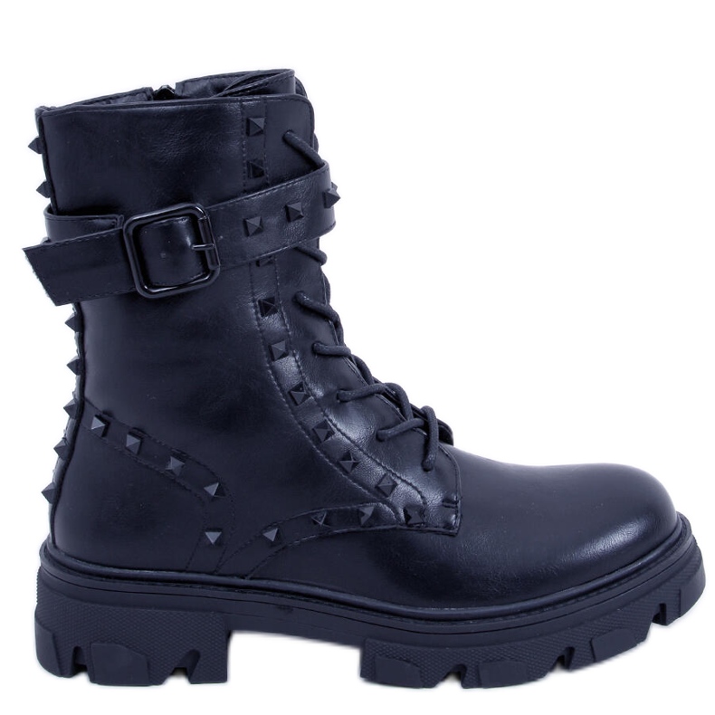 Cizme cu șireturi Frankee Black negru Cizme cu șireturi Frankee Black negru