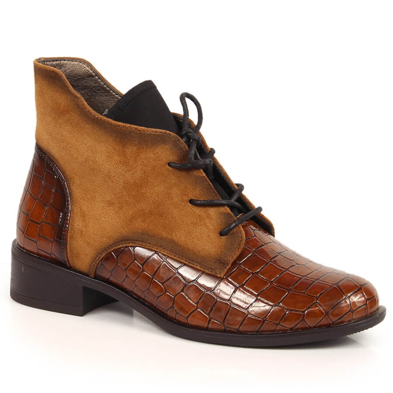 Cizme Jezzi de damă, cu șireturi, maro cald Cizme Jezzi de damă, cu șireturi, maro cald