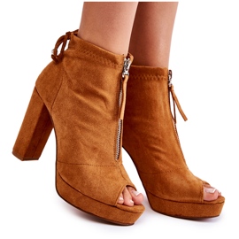 WS1 Botine din piele intoarsa Camel Donnita maro