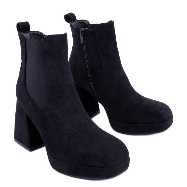 BM Ciara Cizme negre cu toc lat negru BM Ciara Cizme negre cu toc lat negru