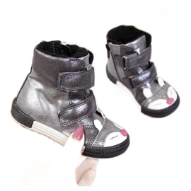 Pantofi pentru fete, velcro, vulpe argintie, Kornecki 6583
