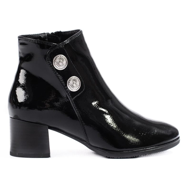 Botine de dama clasice din piele lacuita negru