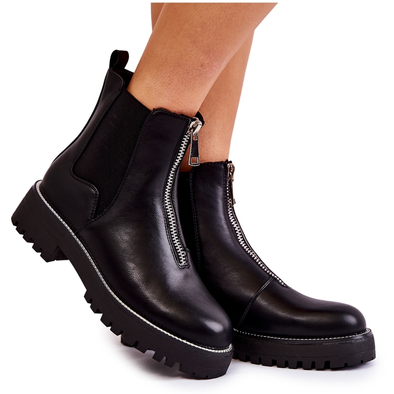 PG1 Cizme calde la modă Cizme negre Madeleine Jodhpur negru
