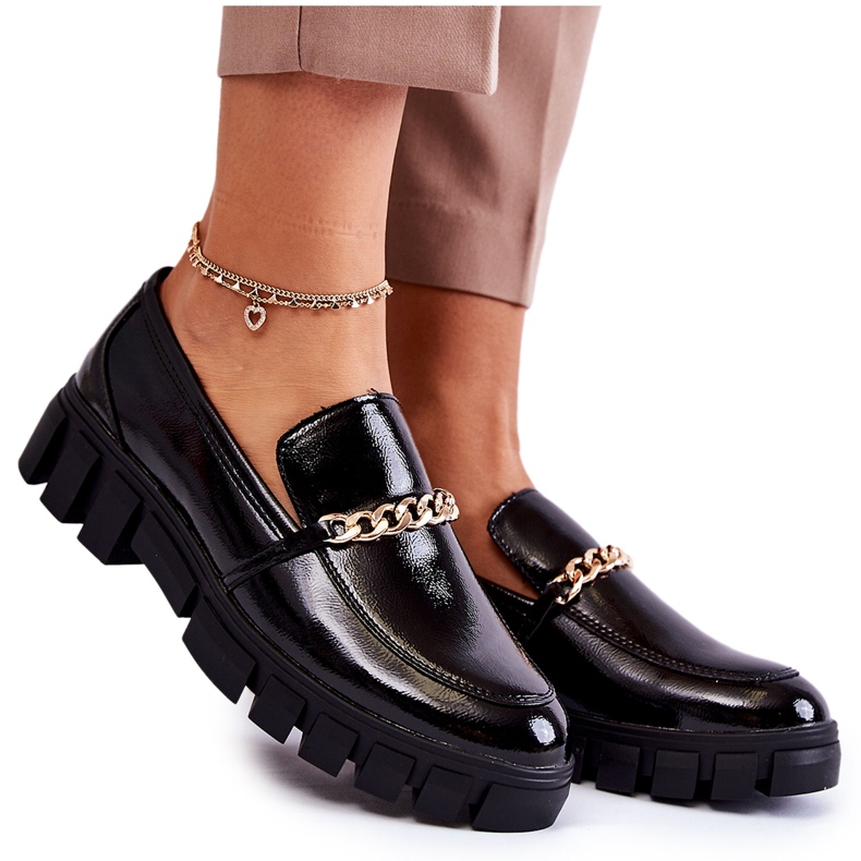 Sergio Leone Pantofi Lacuiti Cu Lant Negru Anne