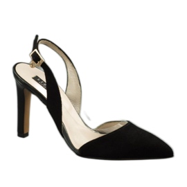 Lizard Sandale din piele pentru femei pe Szpilka 04765 Negru