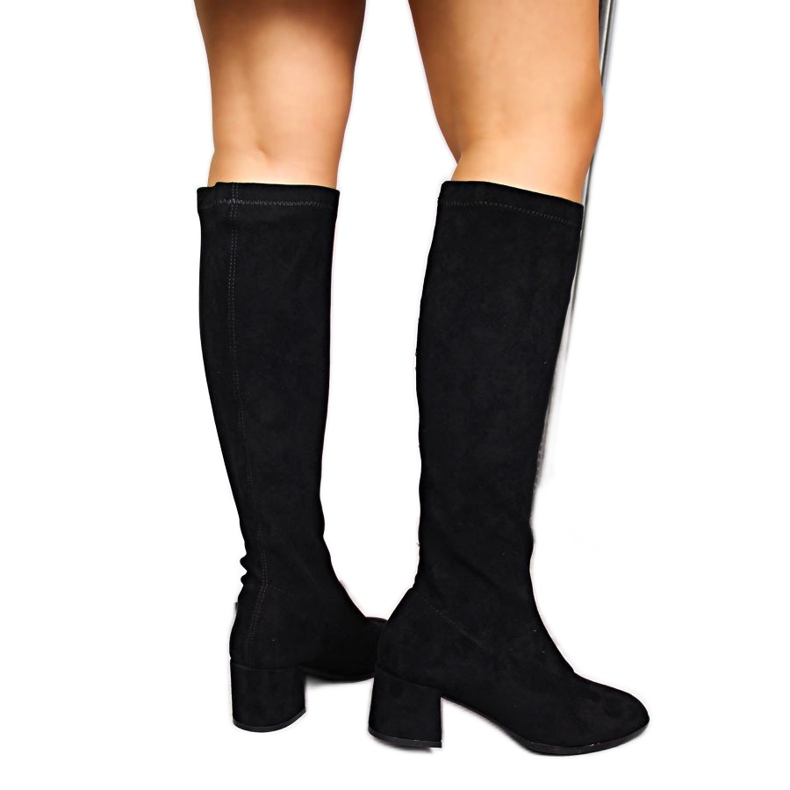 Cizme negre din piele intoarsa de dama Filippo negru