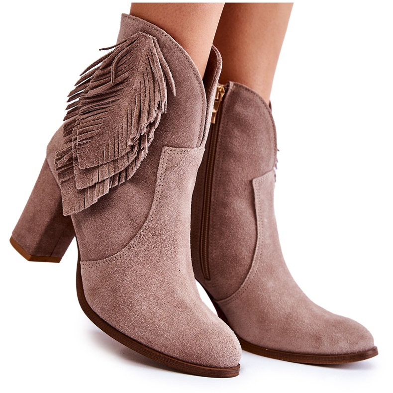 Cizme din piele intoarsa dama Lewski Shoes 3093 Cappucino maro