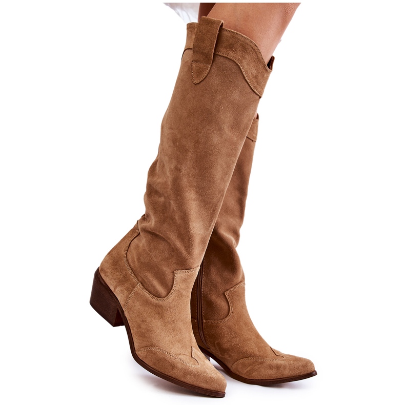 Cizme de dama cu toc inalt Lewski Shoes 3235 Bej Cizme de dama cu toc inalt Lewski Shoes 3235 Bej