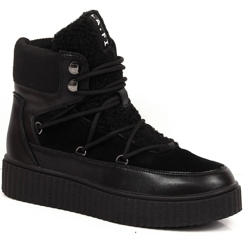 Cizme damă cu șireturi cu platformă izolată Laura La.Fi neagră negru