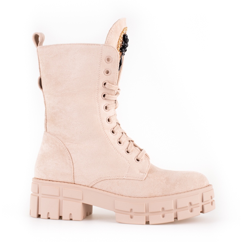 Genti dama din piele intoarsa cu decor Shelovet bej