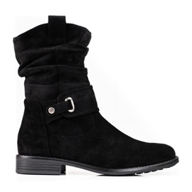 W. Potocki Cizme negre de damă cu potocki încrețit negru W. Potocki Cizme negre de damă cu potocki încrețit negru