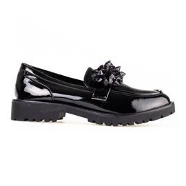 Mocasini Shelovet de dama lacuiti cu cristale negre negru Mocasini Shelovet de dama lacuiti cu cristale negre negru