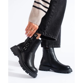 Cizme Chelsea de dama negre cu talpa neagra negru Cizme Chelsea de dama negre cu talpa neagra negru