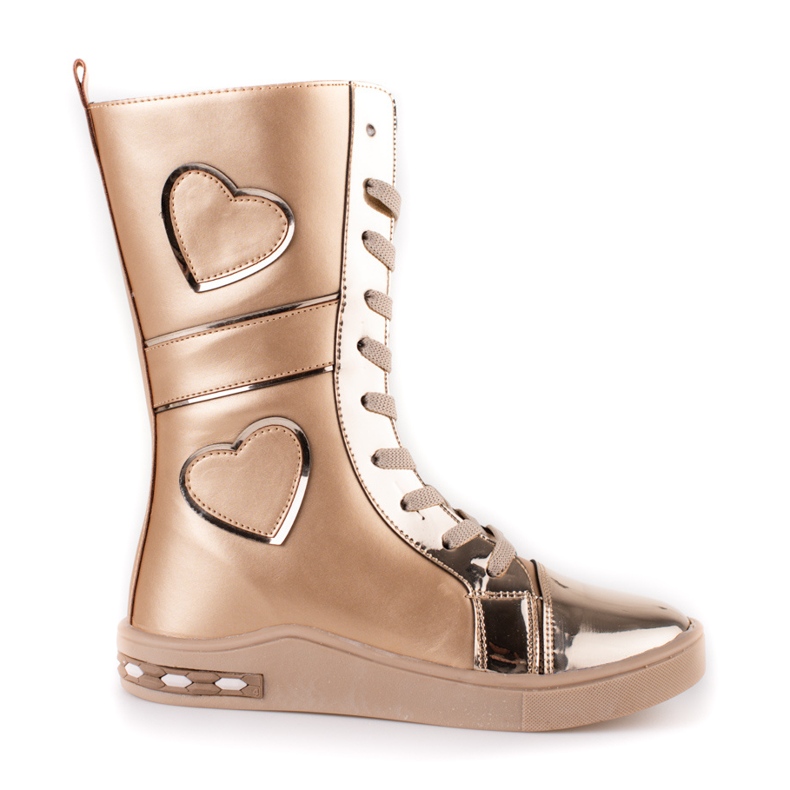 Cizme fete cu tija inalta Shelovet aurii de aur