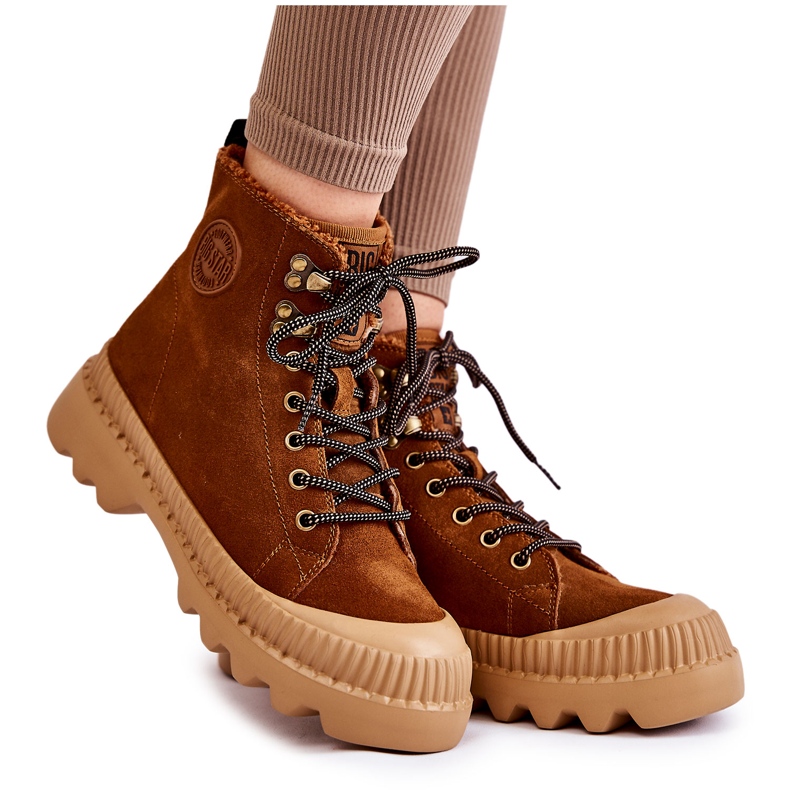 Cizme calde din piele intoarsa maro Big Star KK274520