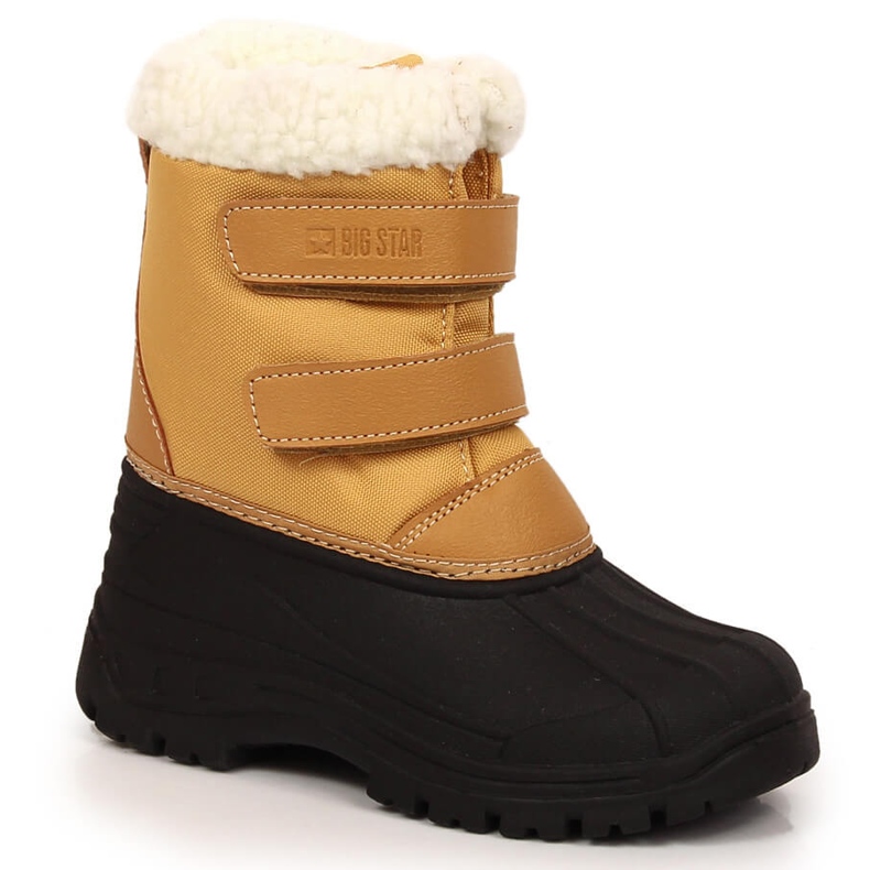 Cizme de zapada pentru copii cu izolatie velcro camel Big Star KK374237 negru galben