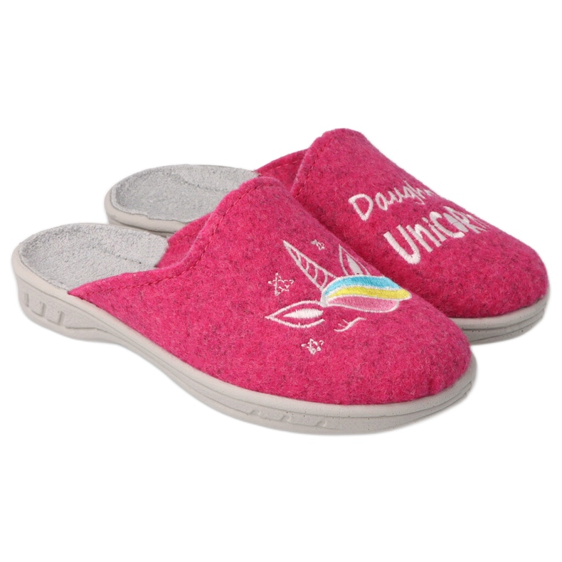 BEFADO SLIPPERS BAMBOO COPII 707X427 PINK cu broderie roz