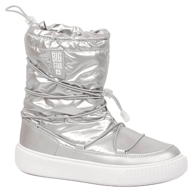 Cizme de zăpadă cu slip-on metalizate argintii Big Star KK274195
