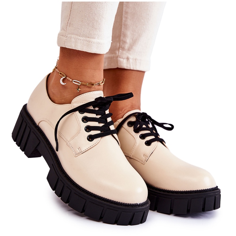 Pantofi din piele la modă La.Fi 210013BE-PU Bej