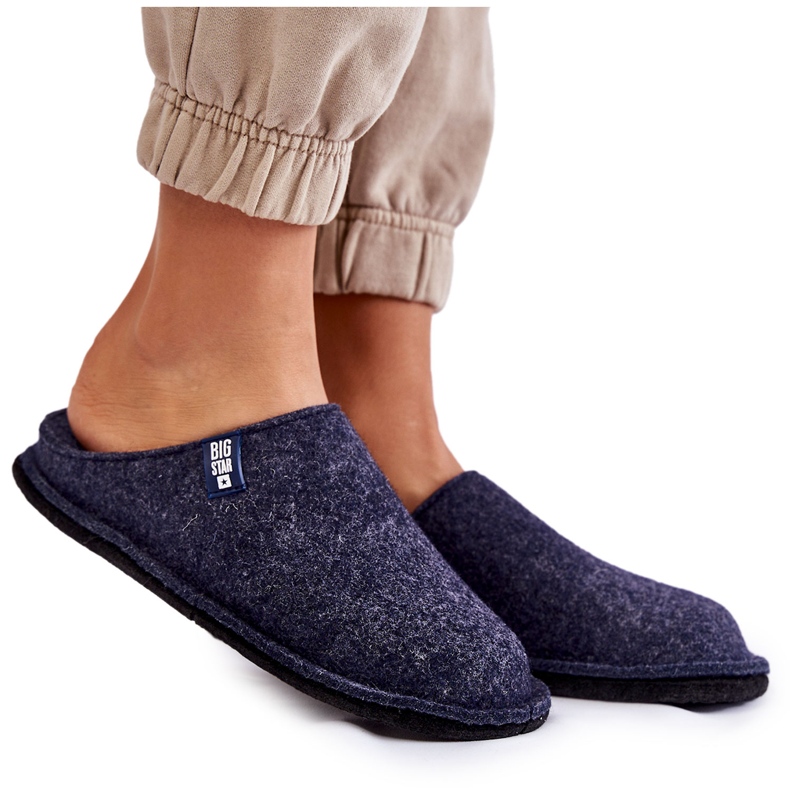 Papuci de damă Classic Felt Big Star KK276013 Bleumarin albastru