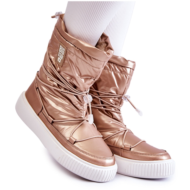 Cizme de zăpadă izolate damă Big Star KK274194 Bej-Auriu