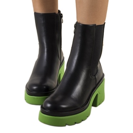 PA1 Botine negre pe platforma verde Torrela negru