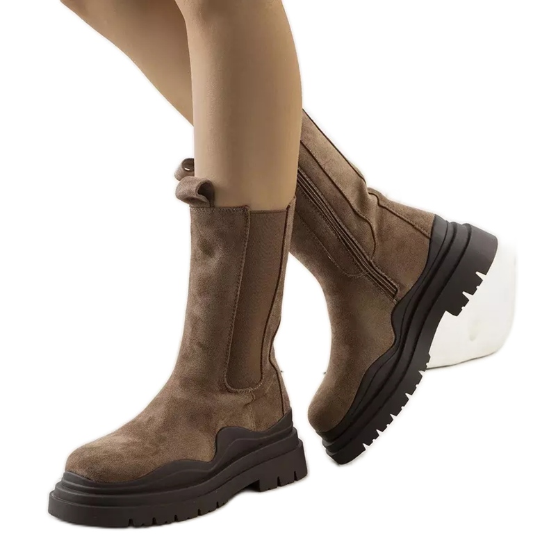 PA1 Cizme cu platformă Maro Algade