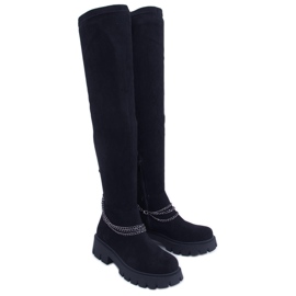 PA1 Cizme de damă Furry Black negru