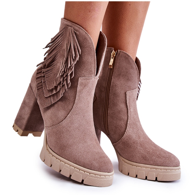 Lewski Shoes Cizme cu platforma din piele intoarsa Pantofi Lewski 3251 Cappucino maro